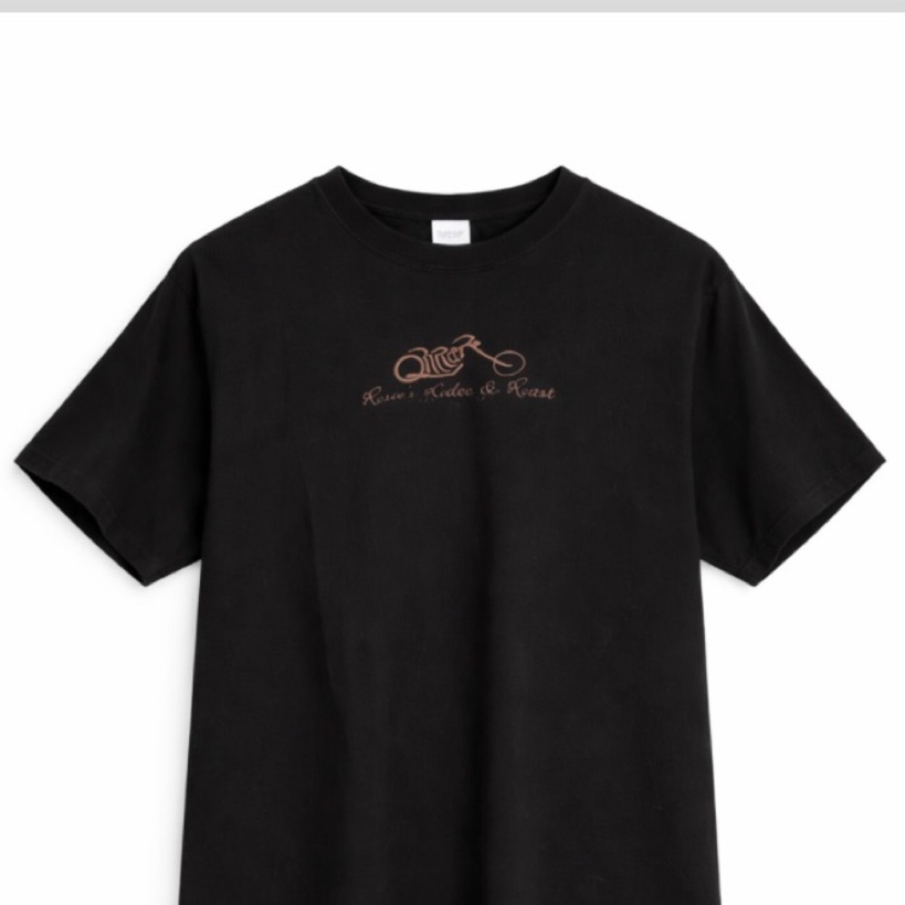 Black Graphic Tee with Small Chest Logo